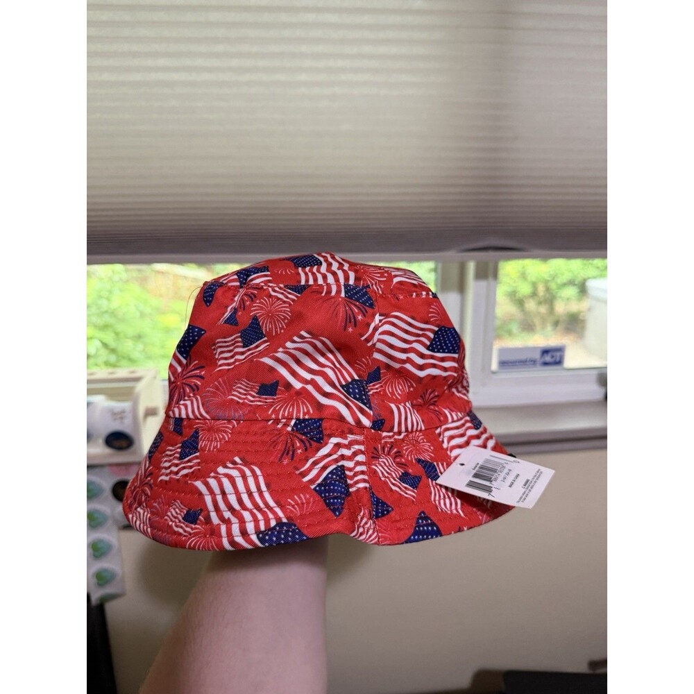 4th Of July Bucket Hat USA Red NWT One Size Patriotic USA Flags